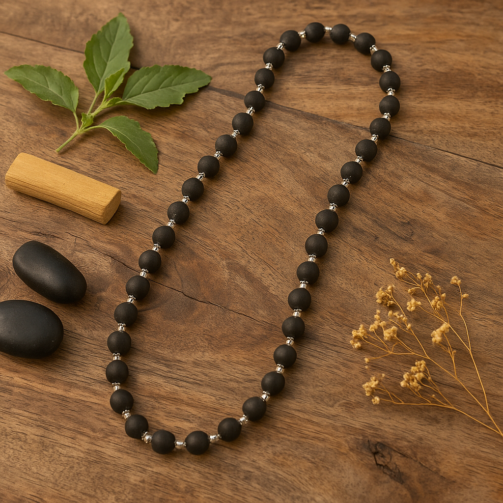 Silver Plated Karungali Mala – Original Ebony Wood Beads (Govt. Certified)