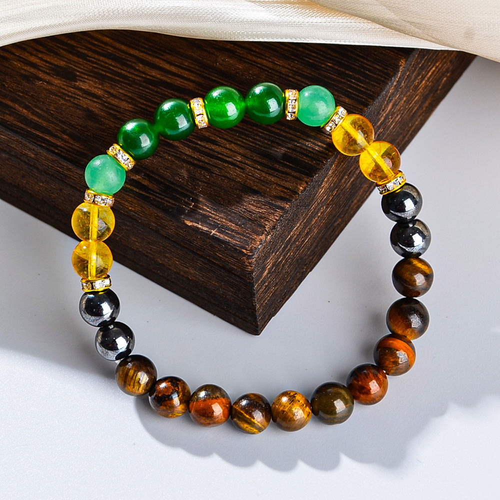 Natural Money Magnet Crystal Bracelet - Pyrite, Tiger Eye, Citrine & Aventurine Beads (Govt. Certified)